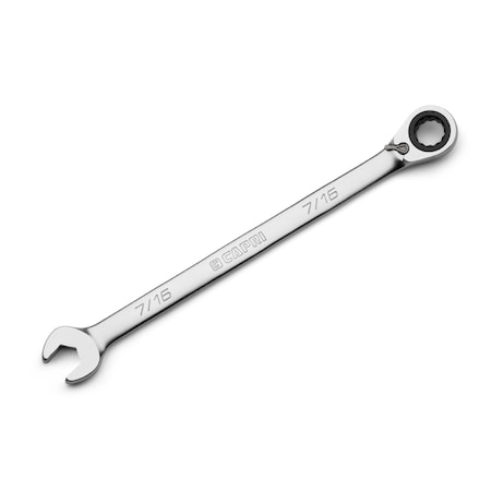 Capri Tools 7/16 in. 120-Tooth Ultra-Smooth Reversible Ratcheting Combination Wrench, XL Long Series, SAE, 12Point CP15833