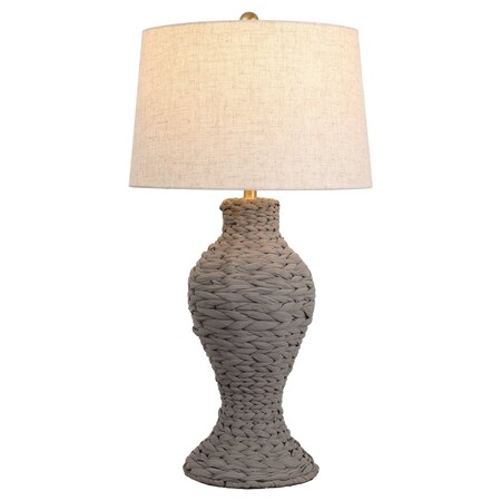 Jonathan Y Elicia 31 in. Coastal Bohemian Hand Woven Water Hyacinth Urn LED Table Lamp, Gray JYL1015C