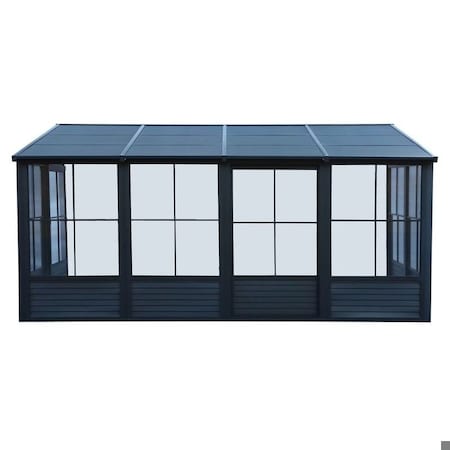 Gazebo Penguin Florence Wall Mounted Solarium 8x16 Metal Roof in black W1608MR-42