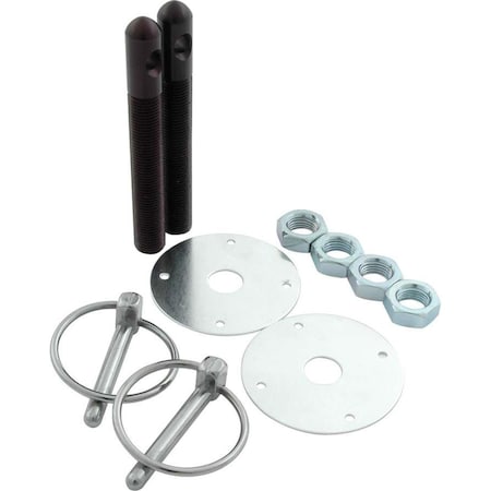 Powerhouse 0.5 in. Dia. Aluminum Hood Pin Kit, Black PO3637246