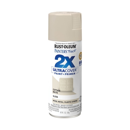 Rust-Oleum General Purpose Spray Paint, Cottage White, Gloss, Solvent, 12 Oz 334040