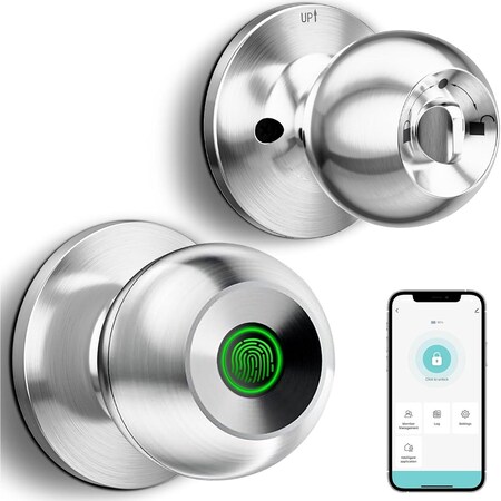 Edendirect 3 in 1 Aluminum Smart Lock Deadbolt with App Biometric Door Knob, Keyless Entry Door Lock IR-K10(GEEK)