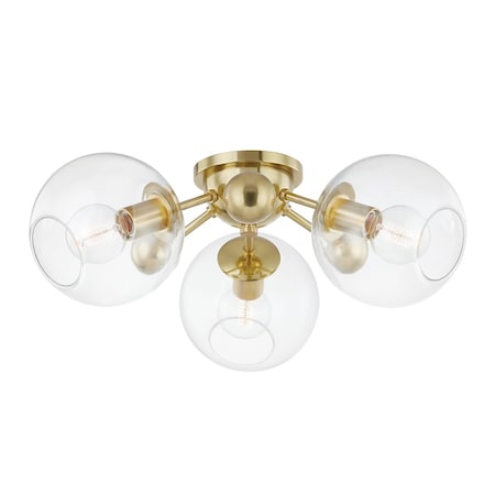 Hudson Valley Lighting Abbott 3 Light Semi Flush 24.5 In. Aged Brass 8025-AGB