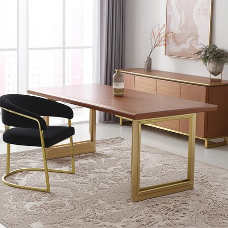 Homeroots Black and Gold Upholstered Velvet Partially Open Back Dining Side Chair 573338