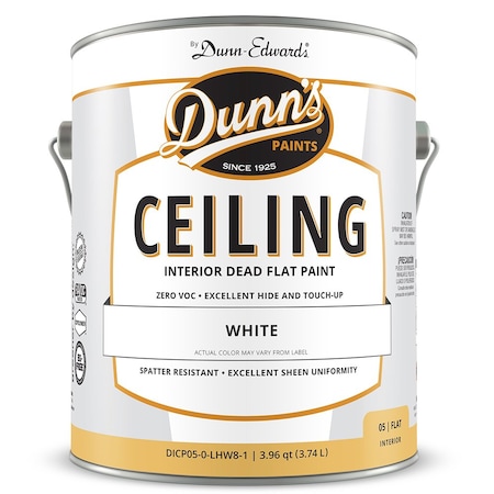 Dunn-Edwards 1 Gal Dunn-Edwards DICP05-0-LHW8-1 White Dunn's Paints SELECT Ceiling Interior Dead Flat Paint DPMP00-0-WH-5