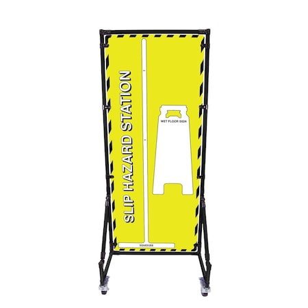 5S Supplies Slip Hazard Board, Yellow/White, Kit + Stand SLIPHZD-YELLOW/WHITE-KIT-STAND