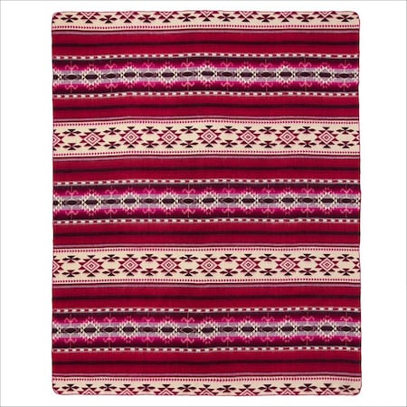 Homeroots Ultra Soft Cream Navy Blue And Pink Southwest Handmade Throw Blanket 569214