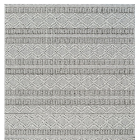 Homeroots 8' Beige And Gray Striped Distressed Indoor Outdoor Runner Rug 559068