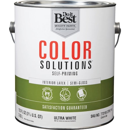 Do It Best Color Solutions Latex Self-Priming Semi-Gloss Interior Wall Paint Ultra Wht 1 Gal. CS48W0801-16
