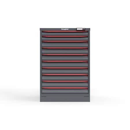 Strong Hold 10 drawer cabinet - (2x 2ft, 8x 3ft) - Red accents - Electronic Lock S3044-PPRAS-1003DS