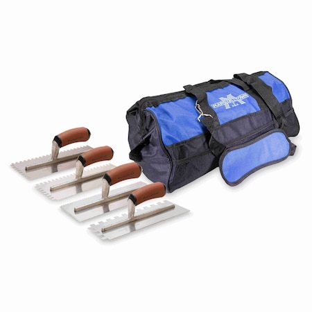 Marshalltown Notched Trowel Tile Kit, 4 Trowels and Nylon Carry Bag 4TTK