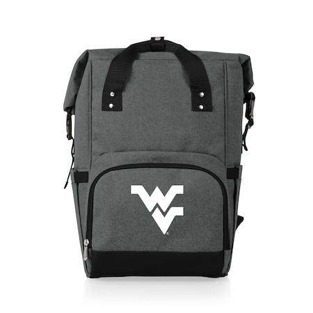Picnic Time Family Of Brands NCAA West Virginia Mountaineers On The Go Roll-Top Backpack CoolerHeathered Gray 616-00-105-836-0