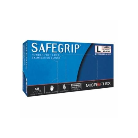 Ansell SafeGrip SG-375 Examination Gloves, Large, Natural Rubber Latex, Blue, 50PK 748-SG-375-L
