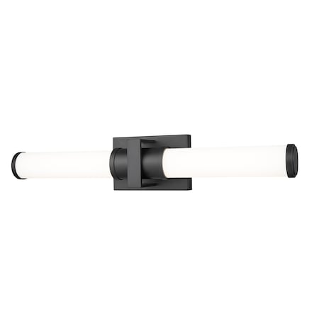 Z-Lite Idris 1 Light Vanity, Matte Black/Opal White, 25.5 In W x 5 In H 1019-25W-MB-LED