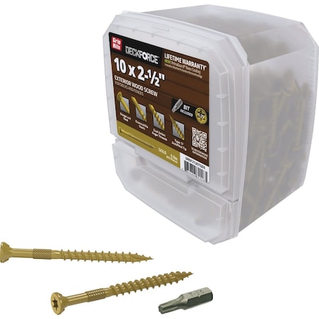 Grip-Rite DeckForce PrimeGuard Nano No, 10 x 2-1/2'' Star Drive Gold Screw, 5 Lb. GRDF212STGD5