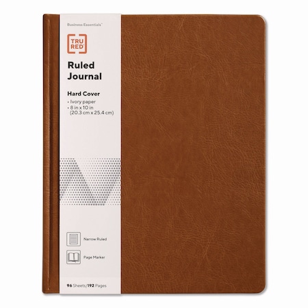 Tru Red Hardcover Business Journal with Elastic, 1-Subject, Narrow Rule, Cognac Cover, 96 10 x 8 Sheets TR61951