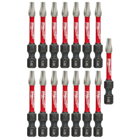 Milwaukee Tool SHOCKWAVE 2" Impact T20 Power Bits, PK15 48-32-5012