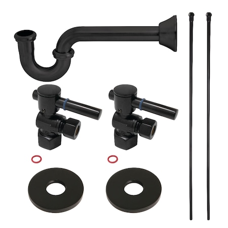 Kingston Brass Bathroom Plumbing Supply Kit, 1/2" NPT Female Inlet x 3/8" O.D. Compression Outlet, Matte Black KPK400