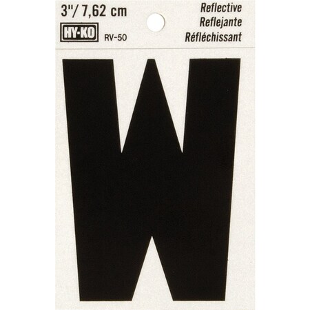 Hy-Ko Vinyl 3'' Reflective Adhesive Letter W RV-50W