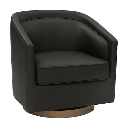 Flash Furniture Dean Club Style Commercial Barrel Accent Armchair, 360 Degree Swivel Metal Base and Sloped Armrests BS-AC22-064-BLKPU-GG