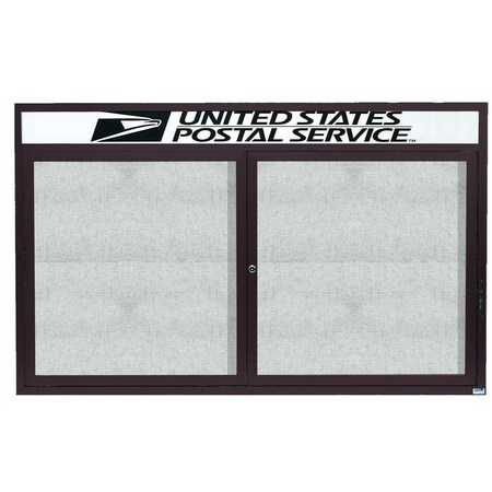Aarco Illuminated Outdoor Enclosed Bulletin Board w/ Al Frame Header, Bronze Anodized, 36''Hx60''W ODCC3660RHIBA
