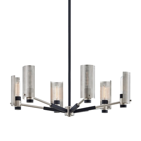 Troy Lighting Pilsen 6 Light Chandelier 30 In. Soft Off Black/Satin Nickel F7116-SFB/SN