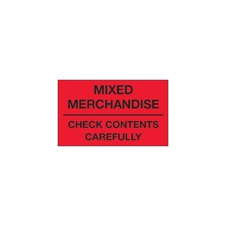 Bubblefast 3 x 5'' - ''Mixed Merchandise - Check Contents Carefully'' Fluorescent Red Labels BFDL1111