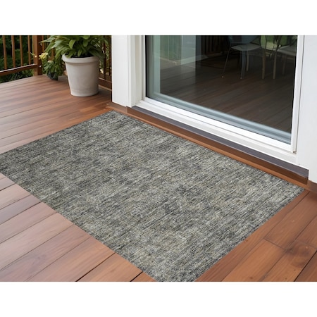 Homeroots 2' X 3' Brown and Black Oriental Washable Non Skid Indoor Outdoor Area Rug 563817