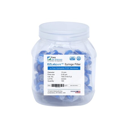 Foxx Life Sciences EZFlow Syringe Filter, 0.22um Glass Fiber, 13mm, 100PK 37C-2116-OEM