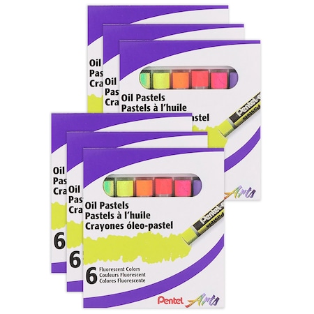 Pentel Oil Pastels, Fluorescent, 6PK PHN-F6
