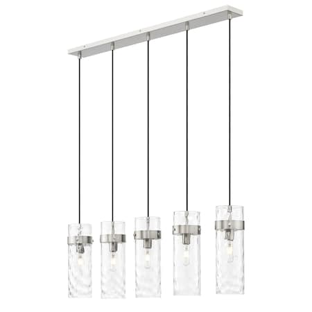 Z-Lite Fontaine 5 Light Linear Chandelier, Brushed Nickel, 44.25 In W 7002P5-5L-BN