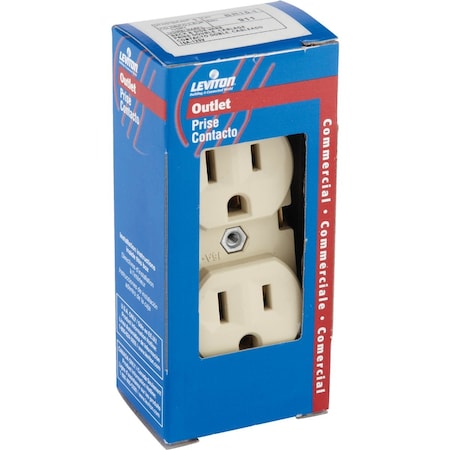 Leviton 15A Ivory Shallow Commercial Grade 5-15R Duplex Outlet S01-0BR15-0IS