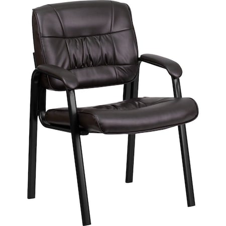 Flash Furniture Contemporary Side Reception Chair, Brown Back, 23-1/4 in W 26" L 36" H, Padded, Leather Seat BT-1404-BN-GG