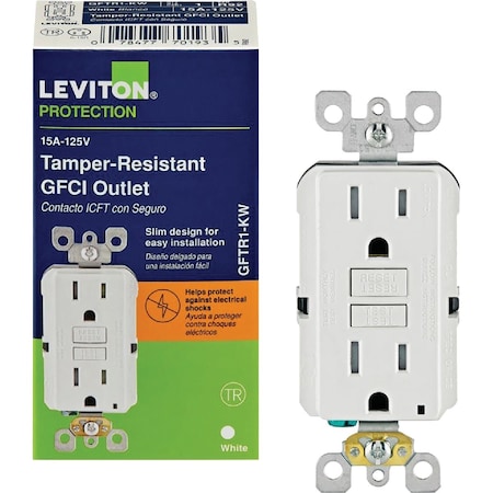 Leviton SmartlockPro Self-Test 15A White Residential Grade Tamper Resistant 5-15R GFCI Outlet R42-GFTR1-0KW