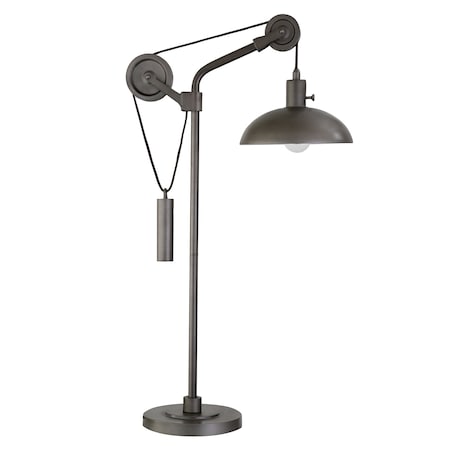 Homeroots 33" Gray Metal Adjustable Desk Table Lamp With Gray Dome Shade 524295