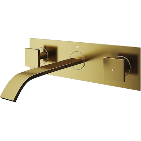 Vigo Titus Two Handle Single-Hole Wall Mount Bathroom Faucet in Matte Brushed Gold VG05002MG