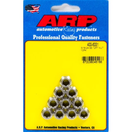 Arp 400-8331 0.31 in.-24 12 Point Stainless Steel Nut Kit, 10PK ARP400-8331