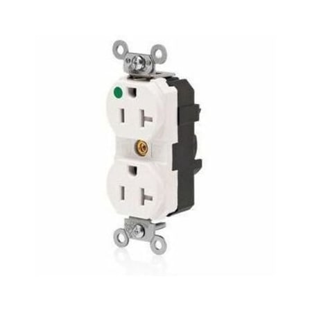 Leviton Lev-Lok Hospital Grade Tamper-Resistant Duplex Receptacle, 20 Amp, 125 Volt MT830-ILW