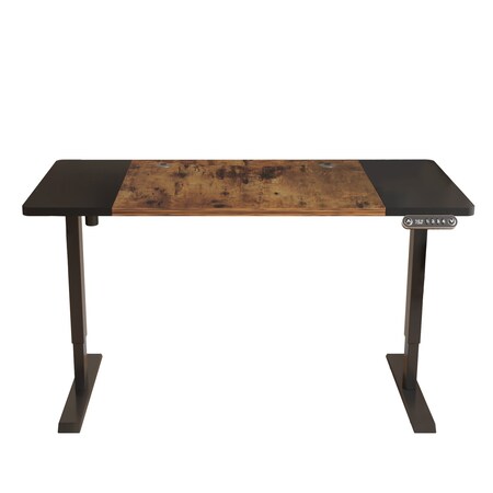 Homeroots 63" Adjustable Brown and Black Standing Desk 528671