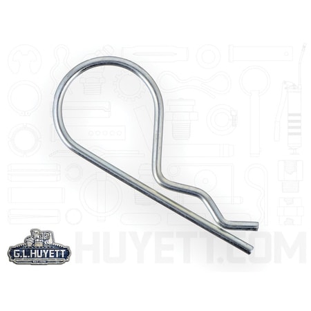 Huyett Bridge Pin, Zn Plt Spg Stl, .072 Wire Dia x 1.875 L x .630 In Eye Dia x Fits 3/8 to .5 Shft BP-239