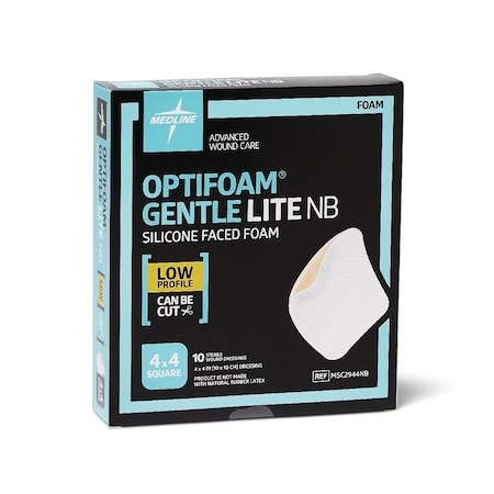 Medline Optifoam Gentle Lite Foam Dressing, 4in x 4in, 10PK MSC2944NBZ