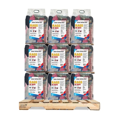 Supremeplus New Color Knit T-Shirt Cleaning Rags, 1000 lbs. Pallet, 40 x 25 lbs. Bags, 40PK SP-1483