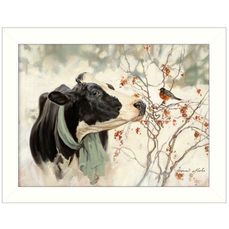 Homeroots The Winter Robin 2 White Framed Print Wall Art 415343