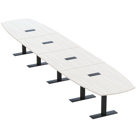 Skutchi Designs Arc Boat Conference Table With Power, 48 in W, 216 in L HAR-ABOT-48X216-T.BK-WA7976-EBLK