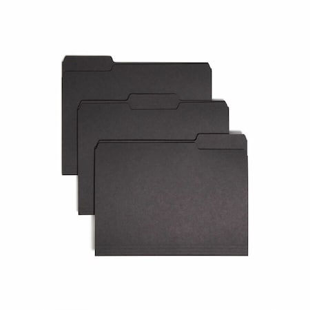 Smead INTERIOR FILE FOLDERS, 1/3-CUT TABS, LETTER SIZE, BLACK/GRAY, 100PK 10243