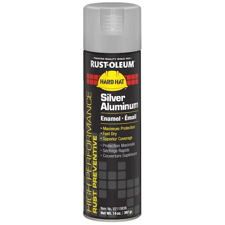Rust-Oleum Rust Preventative Spray Paint, Silver Aluminum, Gloss, Solvent, 14 oz V2115838
