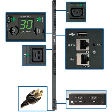 Eaton Tripp Lite Series 5.5kW Single-Phase Monitored Per-Outlet PDU - LX Platform, 24 Outlets PDUNVR30HVLX