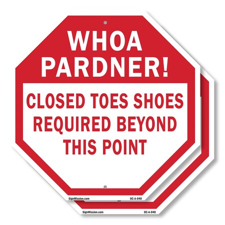 Signmission Whoa Pardner! Closed Toes Shoes Req, 10 inch X 10 inch, Aluminum Metal Signs, 2PK OC-A-2PACK-10-40