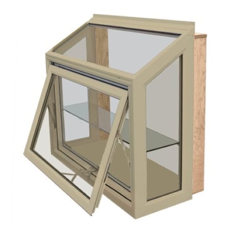 Factory 2U Windows Garden Window with Shelf, 36in x 36in, Tan, Insulated Laminate Seatboard, Low-E Glass 803042