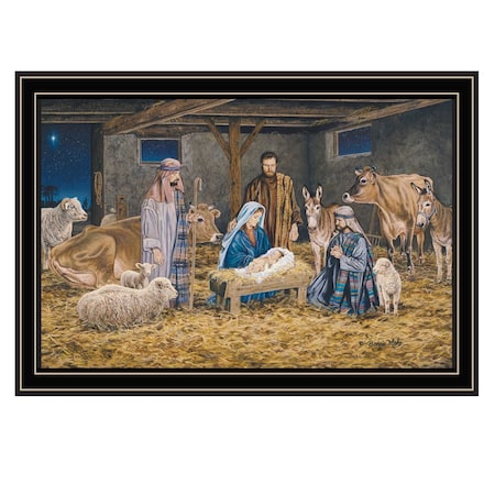 Homeroots The Birth of Christ Black Framed Wall Art 572093